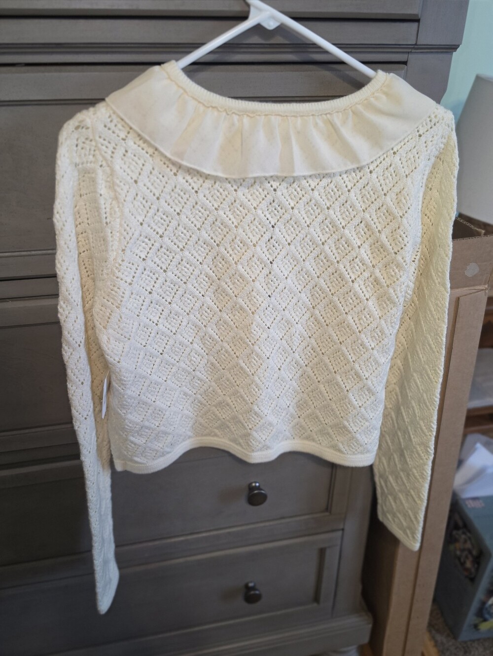 Altar'd State Cream Ruffle-Front Knit Cardigan - Picture 4 of 6
